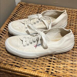 Superga Off-White Canvas Lace-Up Sneakers